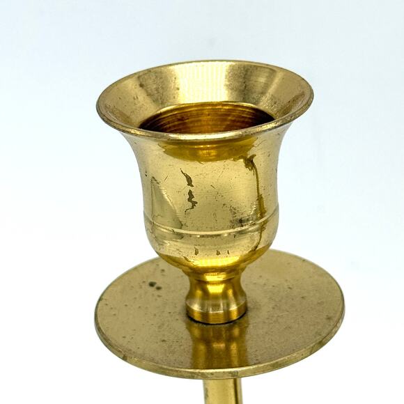 Pair 2 Vintage Brass Cherub Taper Candle Holders 8 Inch Angels Hollywood Regency